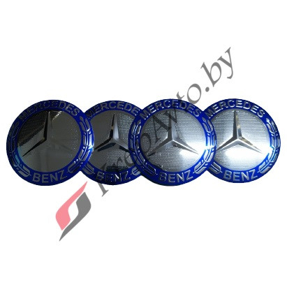Наклейки на колпачок литого диска Mercedes Benz 64мм Синяя (4шт)