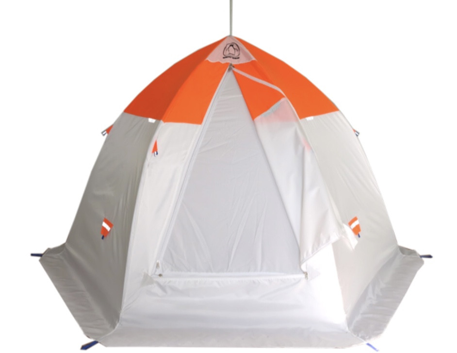 Зимняя палатка "Пингвин Зонт 3.5" Люкс (2-сл.) бело-оранжевый - фото 1 - id-p193550390