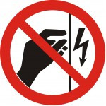 Запрещающая наклейка "Запрещается прикасаться. Корпус под напряжением" (15*15 см) - фото 1 - id-p193552215