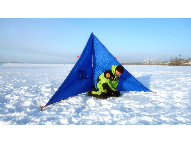 Зимнее укрытие для рыбака Пингвин Крыло 175*350 (синий) - фото 4 - id-p193553428