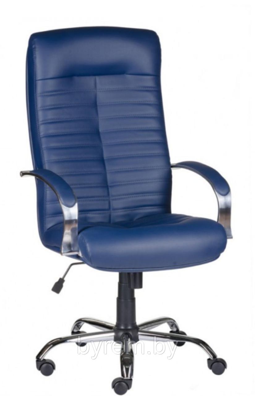 Кресло офисное Деловая обстановка Консул Хром кожа Люкс (синий) - фото 1 - id-p193596169