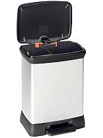 Корзина для мусора Curver DUO DECOBIN 10+18L RECT-BLK582-ECOM черный, серебристый