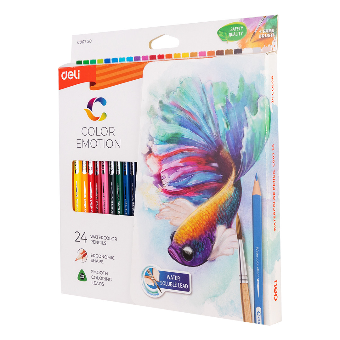 Карандаши цветные DELI, акварельные, трёхгранные, 24 цвета (Цена с НДС) - фото 1 - id-p99349539