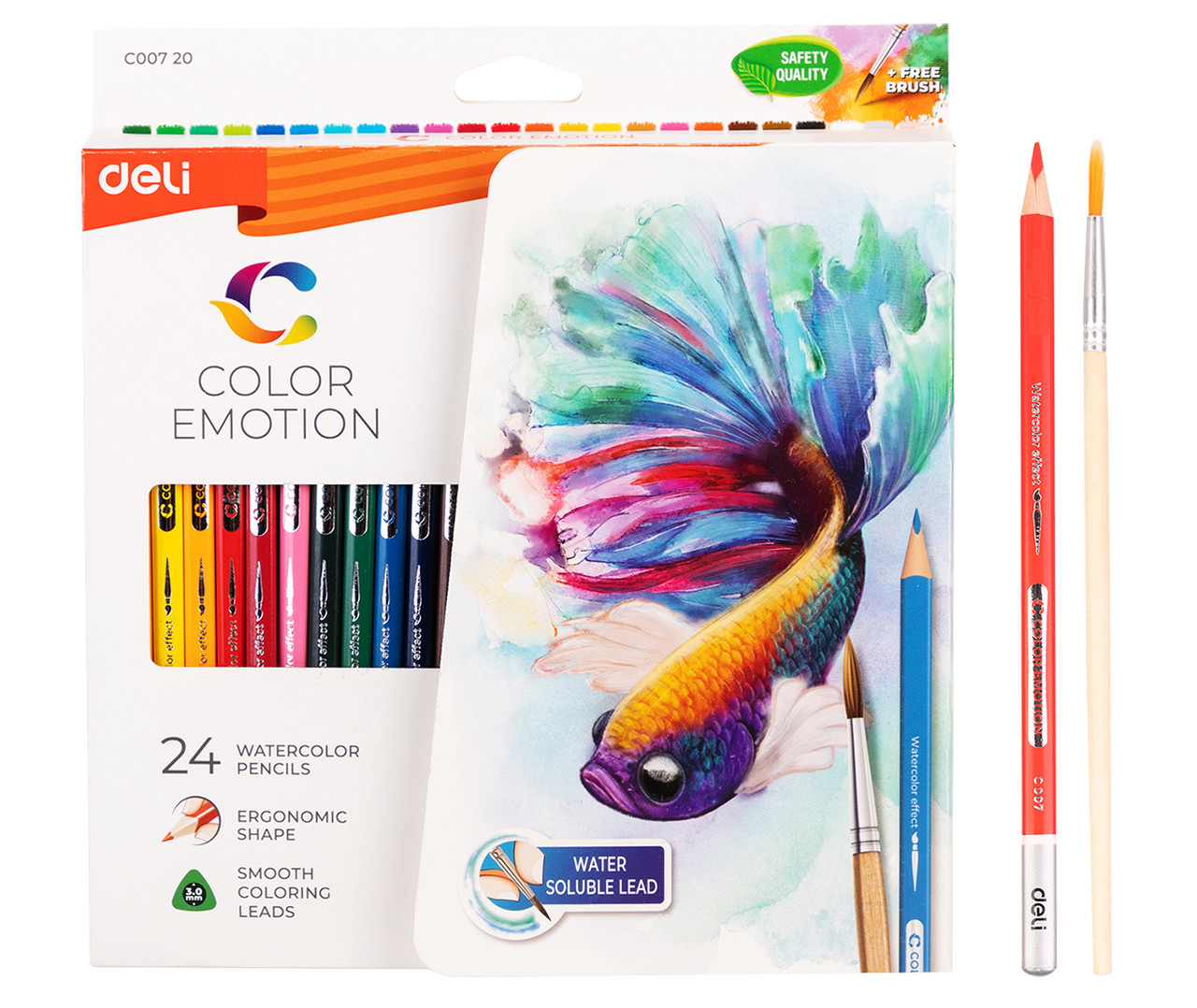 Карандаши цветные DELI, акварельные, трёхгранные, 24 цвета (Цена с НДС) - фото 2 - id-p99349539