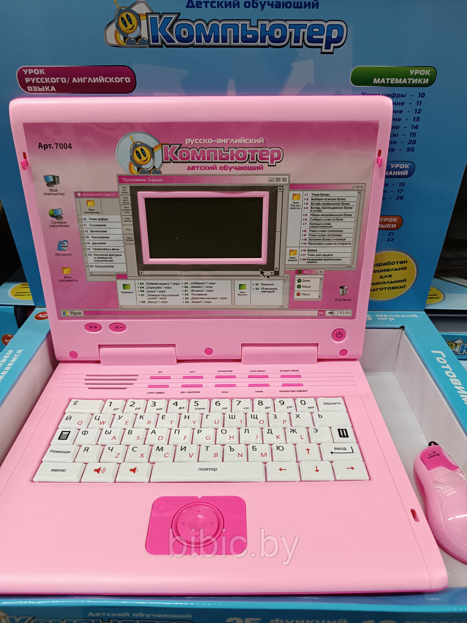 Детский компьютер ноутбук с мышкой обучающий 7004 Play Smart( Joy Toy ).2 языка, детская интерактивная игрушка - фото 3 - id-p193619800
