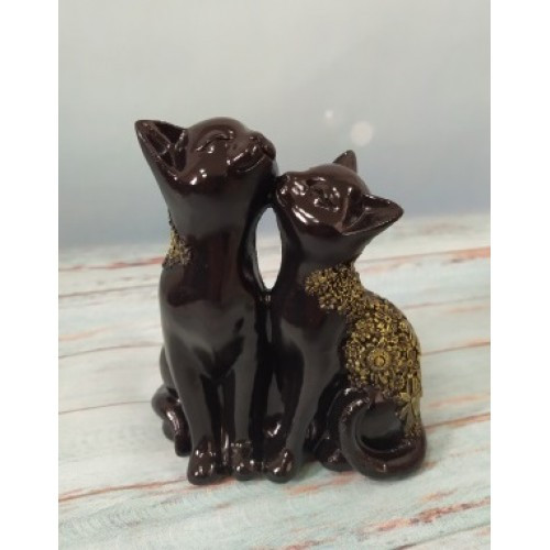 Статуэтка Кот и Кошка черный с золотом 14см арт. ПЛ-12008 - фото 1 - id-p191479385