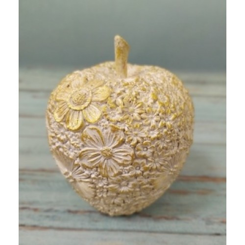 Статуэтка из полистоуна яблоко белый с золотом 9,5см арт. ПЛ-12018 - фото 1 - id-p191479410