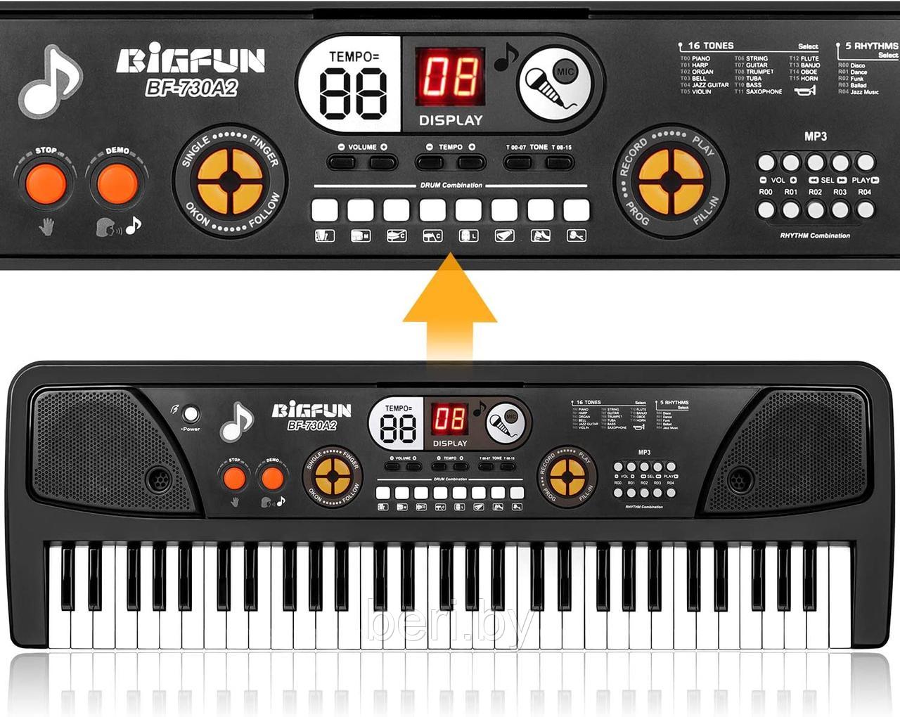 BF-730A2 Детский синтезатор Bigfun, пианино, микрофон, USB, MP3, запись, 61 клавиша - фото 5 - id-p193632519