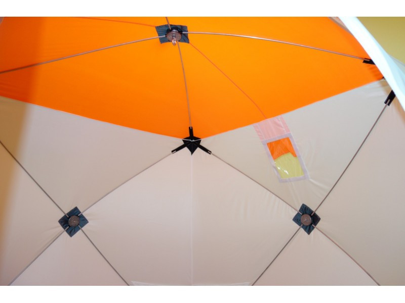 Зимняя палатка Призма (1-сл) Композит 185*185 (бело-оранжевый) - фото 5 - id-p193644495