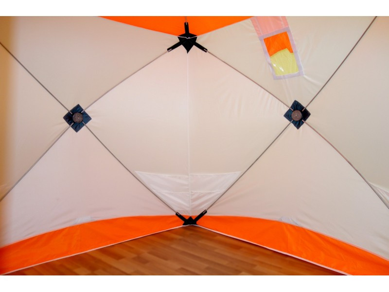 Зимняя палатка Призма Премиум (1-сл) 215*215 (бело-оранжевый) - фото 8 - id-p193645019
