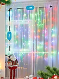 Гирлянда штора светодиодная новогодняя на окно (RGB, разноцветная) 2 х 2 м / 8 режимов свечения, фото 5