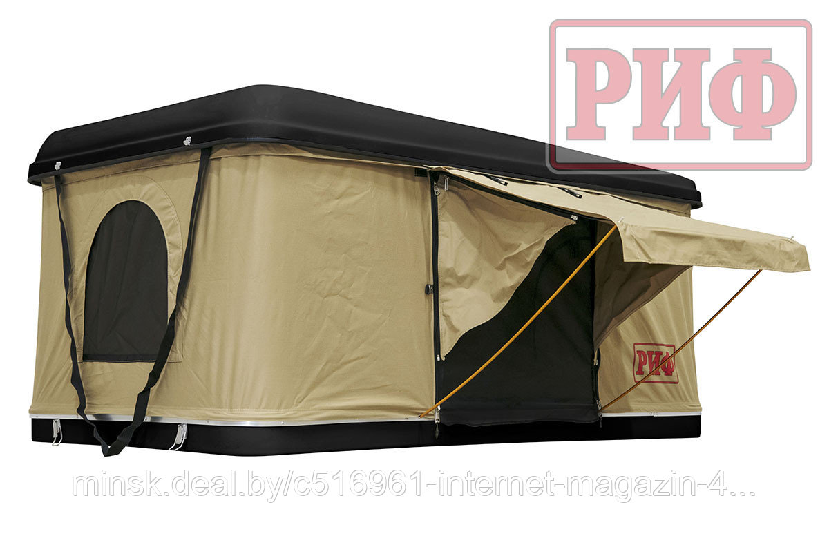Палатка на крышу автомобиля РИФ Hard RT04-125, корпус черный, тент песочный - фото 1 - id-p193649467