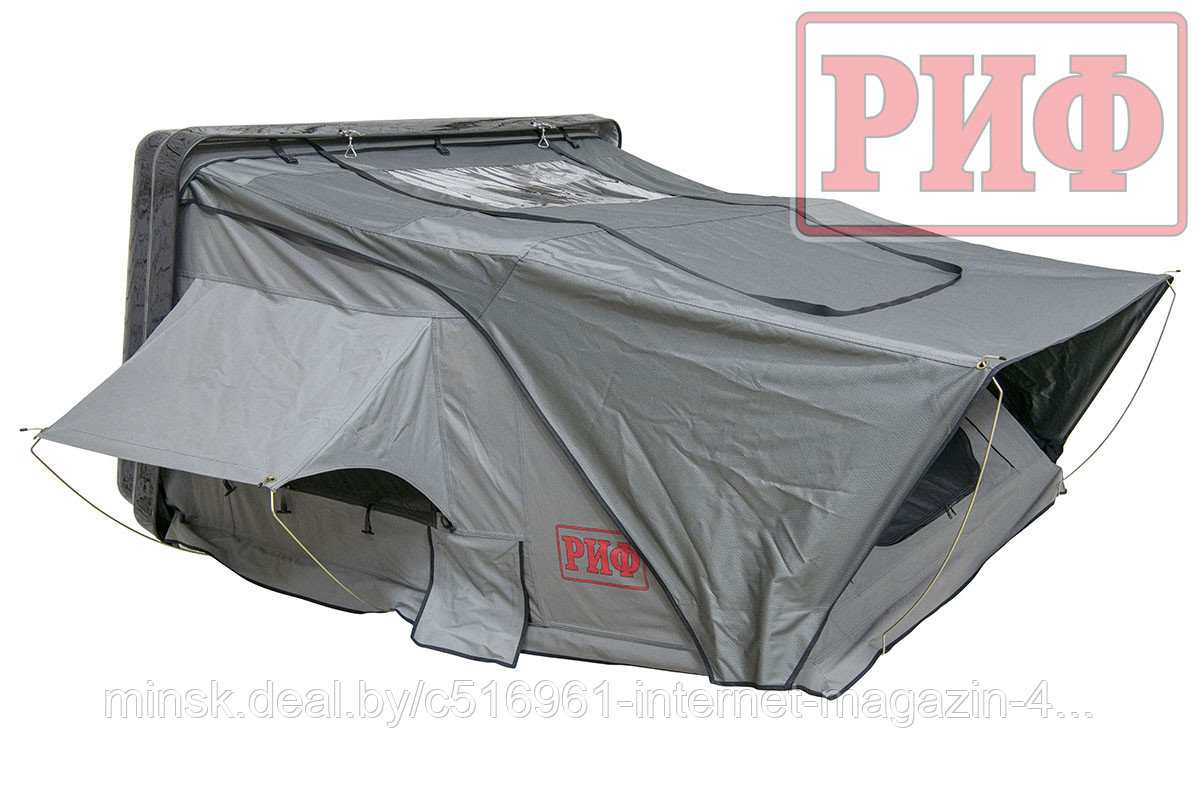 Палатка на крышу автомобиля РИФ Hard RT03-140, корпус черный, тент серый - фото 1 - id-p193649469