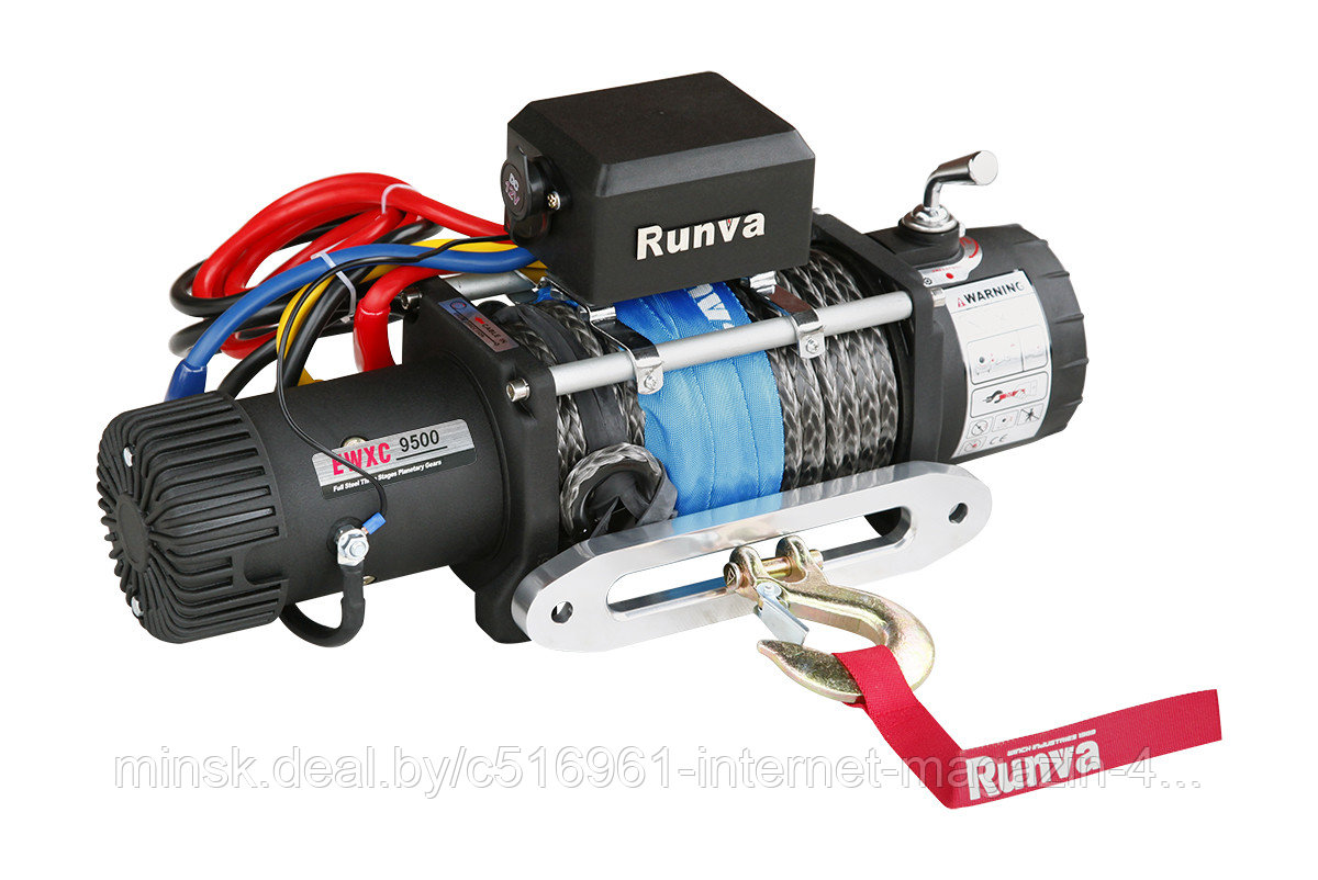 Лебедка электрическая высокоскоростная 24V Runva 9500 lbs 4350 кг (синтетический трос) - фото 1 - id-p193649793