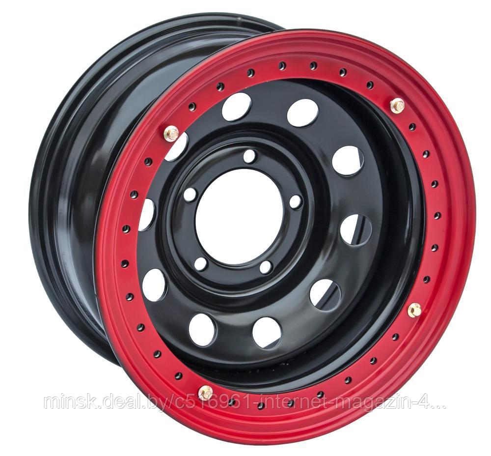 Диск колесный усиленный УАЗ ORW штампованный стальной черный 5x139,7 10x R16 d110 ET-44 с бедлоком (красный). - фото 1 - id-p193651440