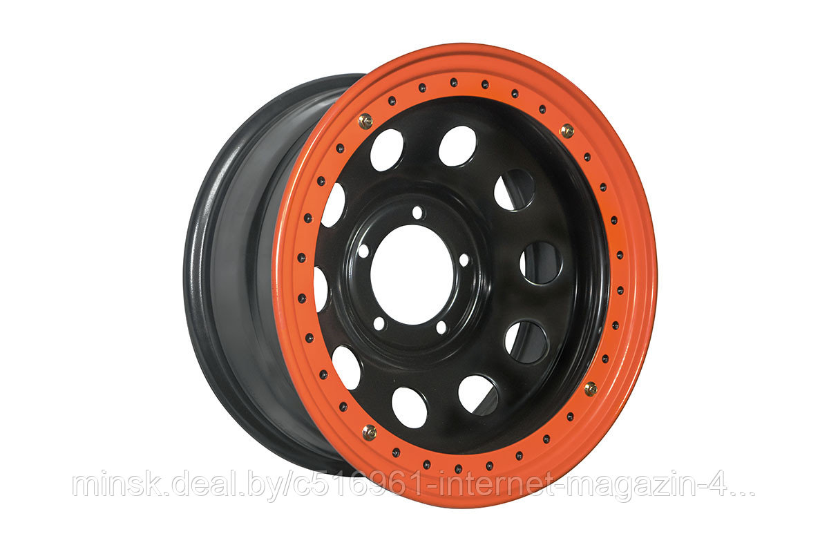 Диск колесный усиленный УАЗ ORW штампованный стальной черный 5x139,7 8x R17 d110 ET-19 с бедлоком (оранжевый). - фото 1 - id-p193651456