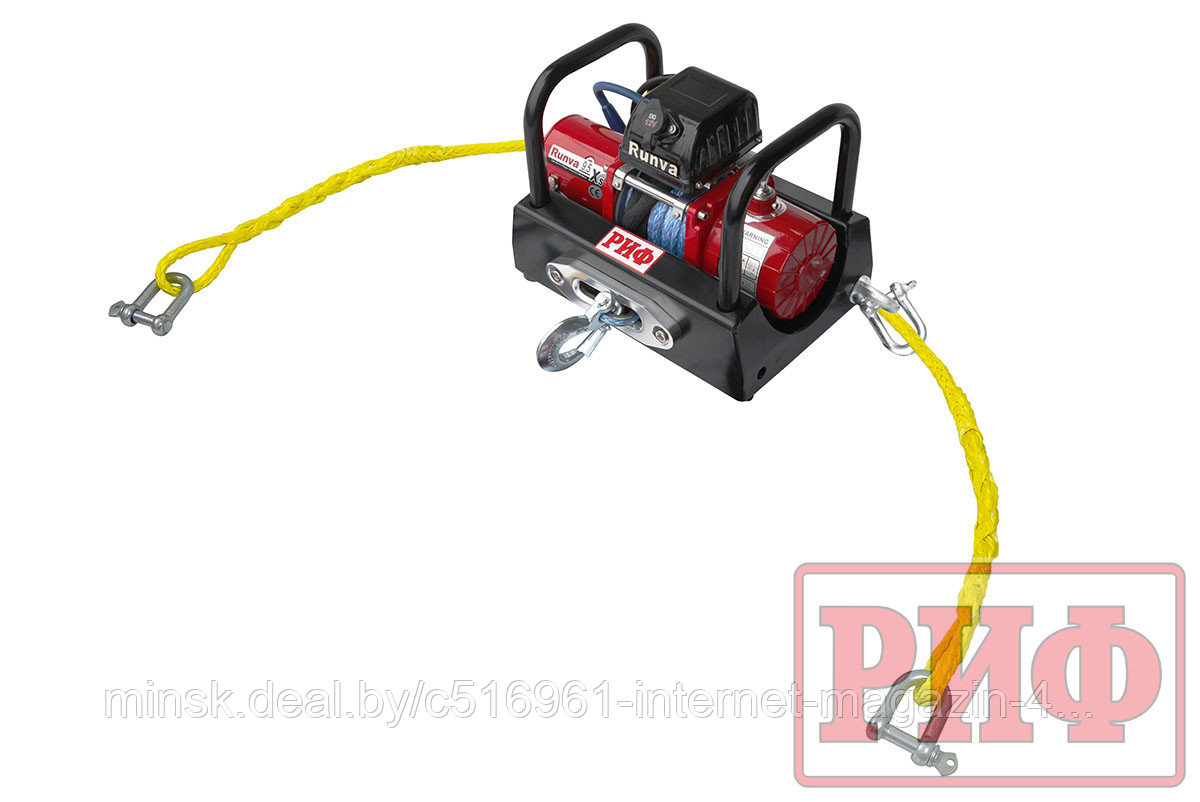 Лебёдка переносная РИФ 9.5XS c площадкой и проводами (в сборе) корот. барабан, синт. трос. Артикул: 9.5XSR-KIT - фото 1 - id-p193651893