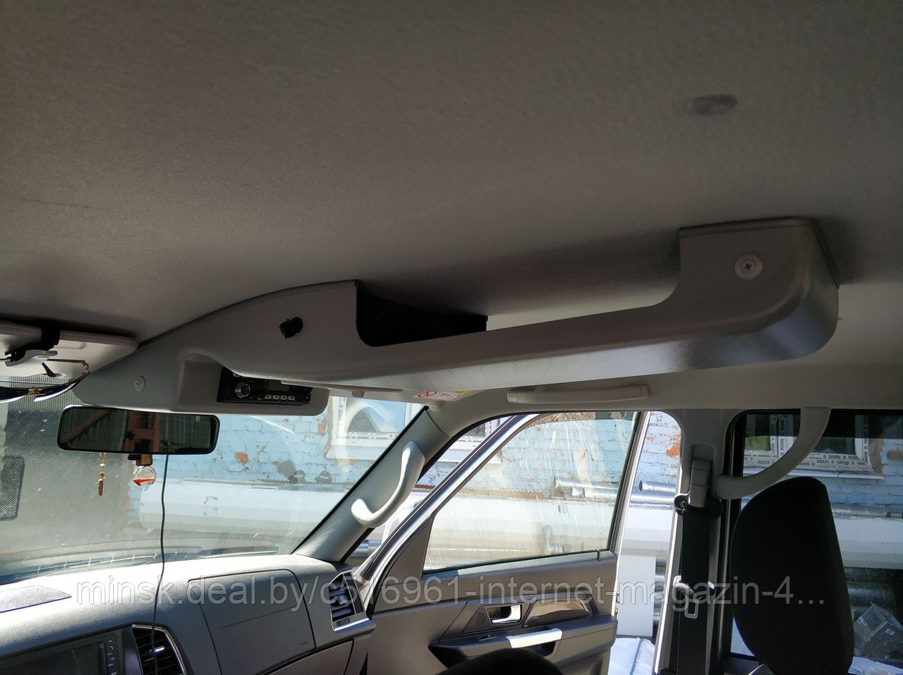 Консоль потолочная для установки р/c УАЗ Патриот 2019, вырез под р/c 140х40 мм, с карманом, серая. Артикул: - фото 1 - id-p193651980