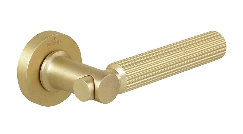 Ручки дверные CEBI TROY STRIPED (в полоску) цвет MP35 матовое золото - фото 1 - id-p193663700