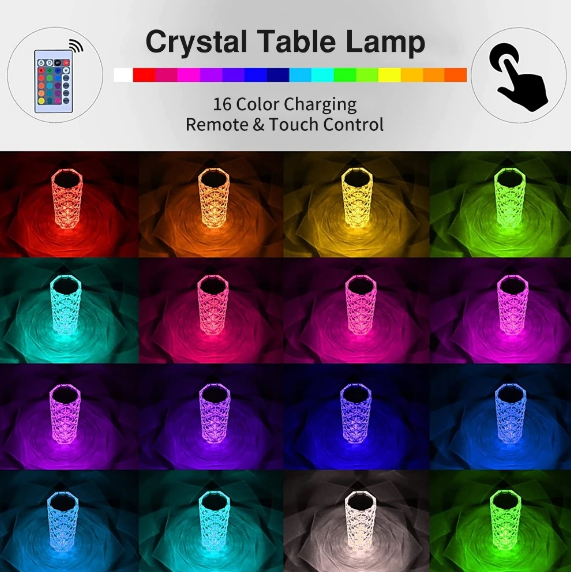 Настольная USB лампа - ночник Rose Diamond table lamp (16 цветов, пульт ДУ) - фото 7 - id-p193664813
