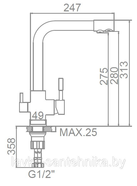 Смеситель для кухни LEDEME L4055K-3 с подключением к фильтру (бежевый) - фото 2 - id-p193668078