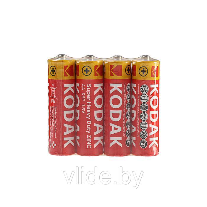Батарейка солевая Kodak Super Heavy Duty, AA, R6-4S, 1.5В, спайка, 4 шт.