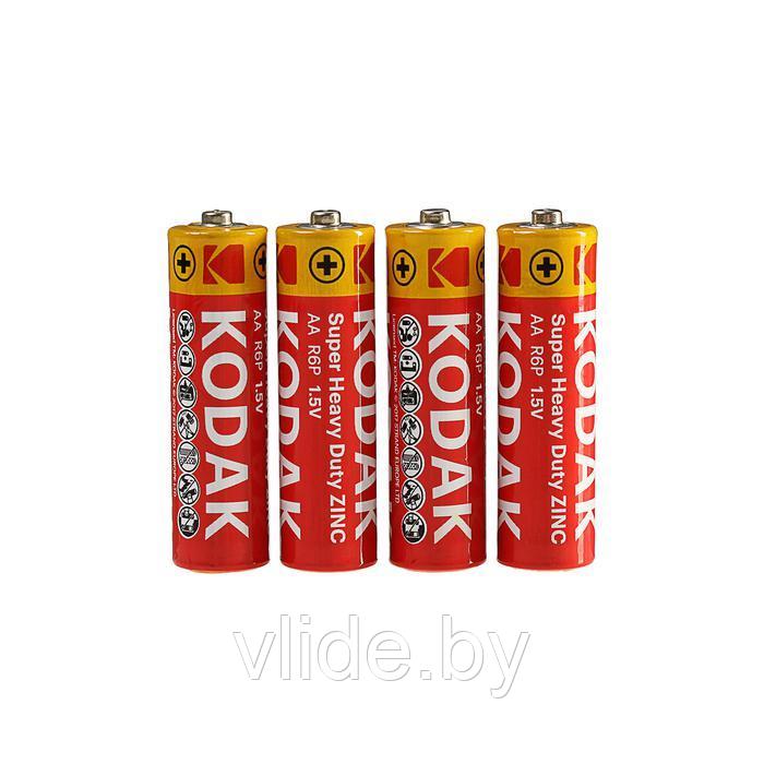 Батарейка солевая Kodak Super Heavy Duty, AA, R6-4S, 1.5В, спайка, 4 шт. - фото 2 - id-p193676824