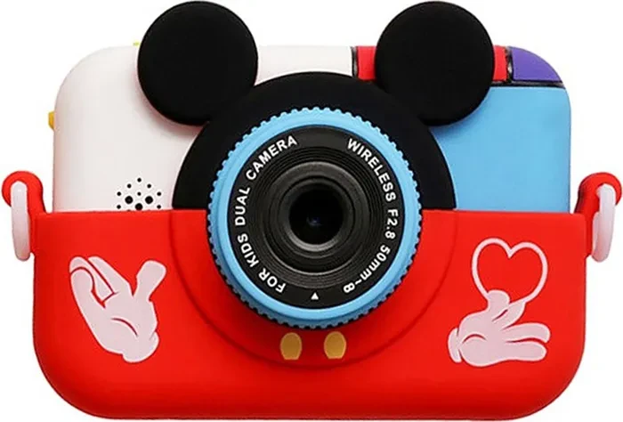 Детский фотоаппарат Микки Маус с селфи камерой, с ударопрочным чехлом. Красный - фото 2 - id-p193688645