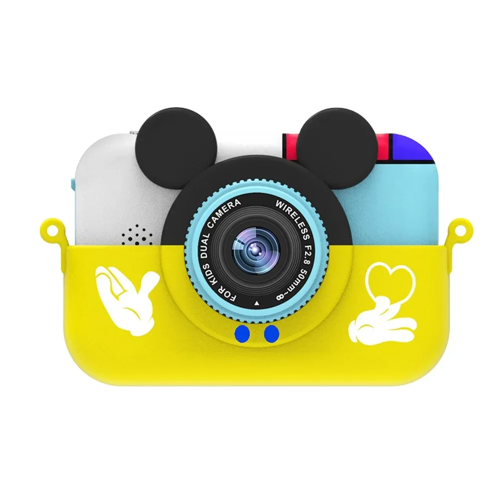 Детский фотоаппарат Микки Маус с селфи камерой, с ударопрочным чехлом. Желтый - фото 3 - id-p193688650