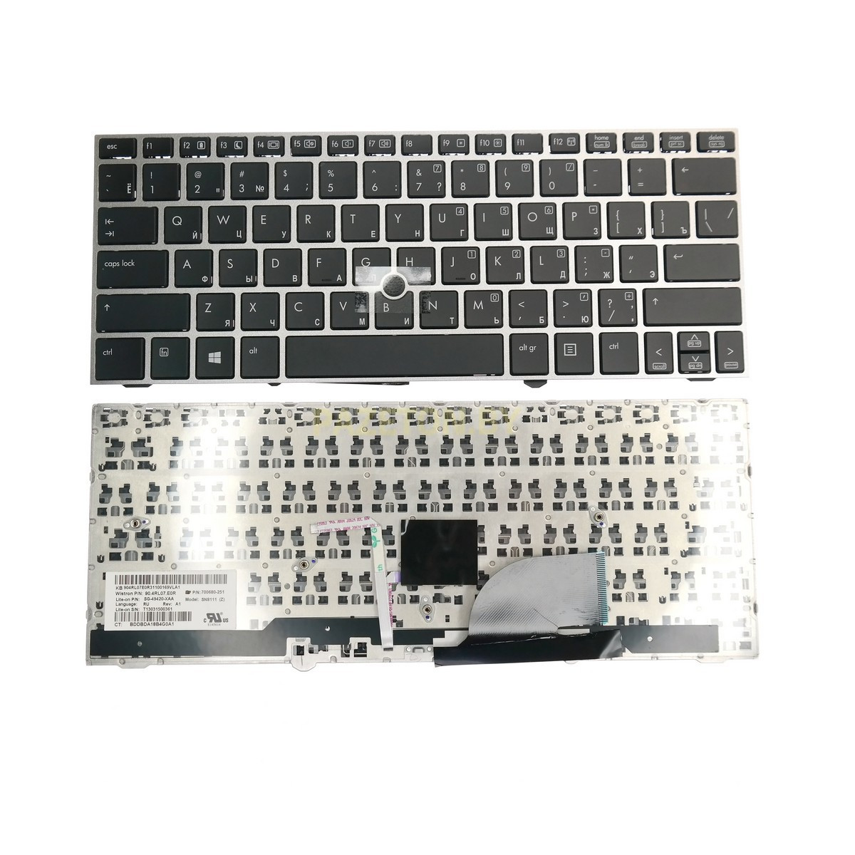 Клавиатура для HP 2170p черная кнопка серебристая рамка с трэкпоинтом