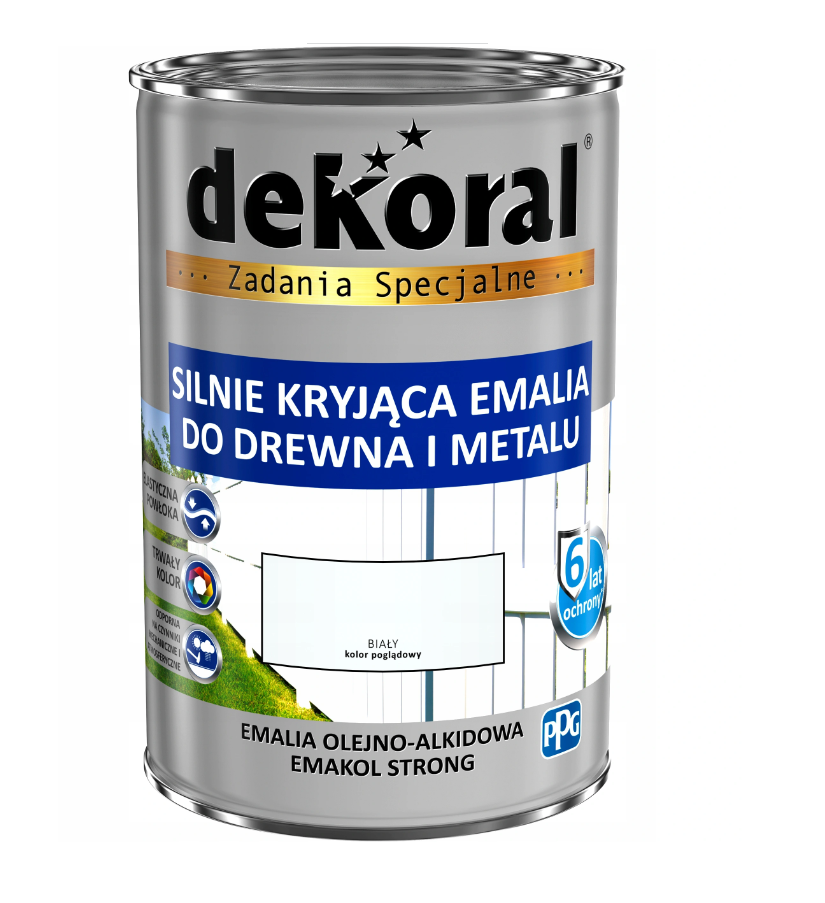 Эмаль масляно-фталевая 0,9л белая матовая Emakol Strong DEKORAL