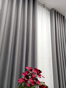 Шторы блэкаут рогожка Модный текстиль на люверсах, 260х360 см, на 6 складок. Люверс - хром блеск.