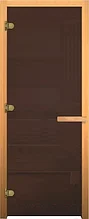 Дверь стеклянная для бань и саун Везувий, коробка Осина 70*180, стекло бронза Матовая 8 мм, 3 петли
