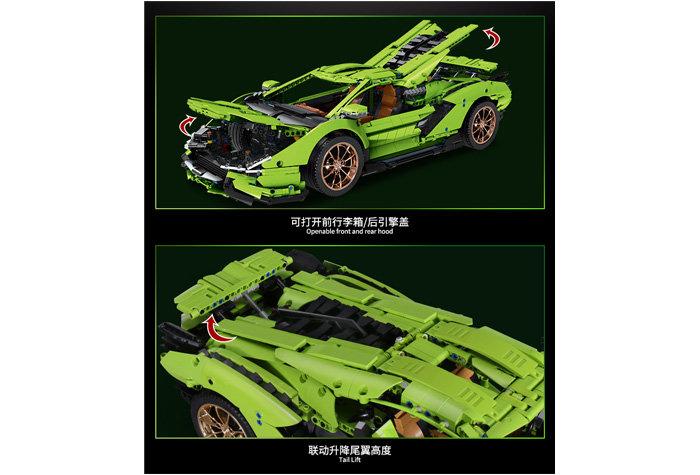 13057 Конструктор MOULD KING Lamborghini Sian FKP 37, масштаб 1:8, 3868 деталей, аналог Лего 42115, ламборгини - фото 8 - id-p193754662