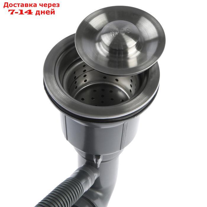 Мойка кухонная AFLORN AF95050F, врезная, S=3,0 и 0,8 мм, 50х50х20 см, сифон, графит - фото 6 - id-p193694387