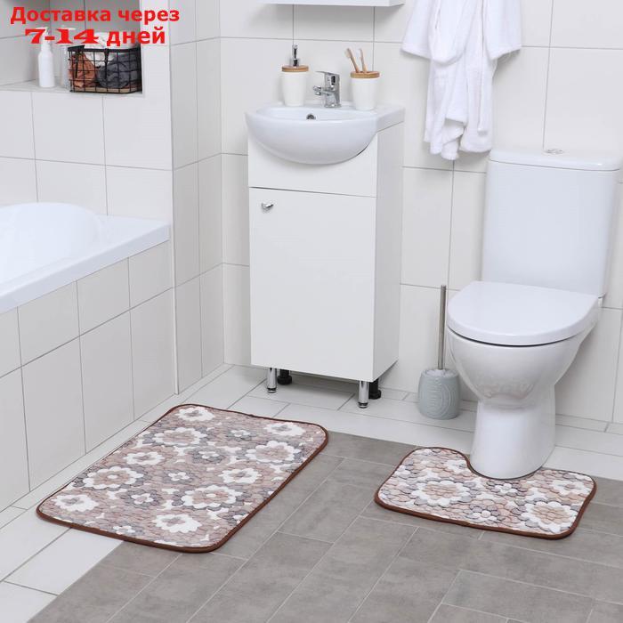 Набор ковриков для ванны и туалета Доляна "Бежевая фантазия", 2 шт: 40×50, 50×80 см - фото 1 - id-p193695430
