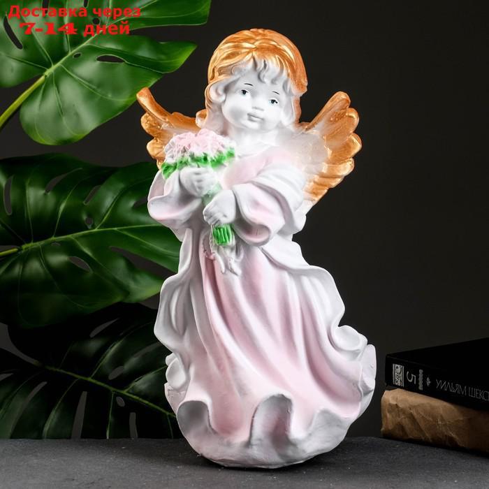 Фигура "Ангел в платье с букетом" бело-розовый 20х21х36см - фото 1 - id-p193703991