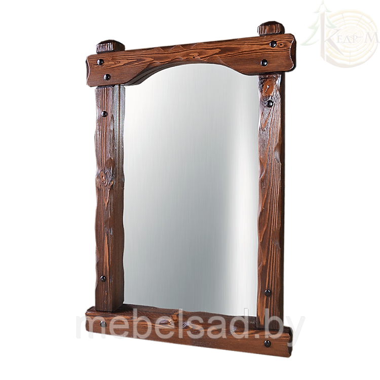 Зеркало настенное с полкой деревянное "Рустикальное №32" - фото 1 - id-p193756027