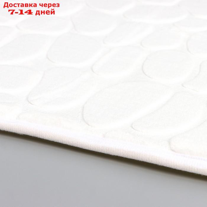 Набор ковриков для ванны и туалета Доляна "Галька", 2 шт: 39×50, 50×80 см, цвет белый - фото 3 - id-p193695874