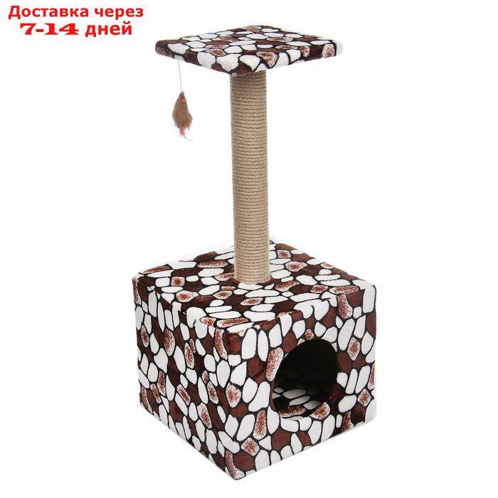 Домик-когтеточка "Куб" с площадкой и игрушкой, 35 х 30 х 85 см, микс - фото 7 - id-p193697847