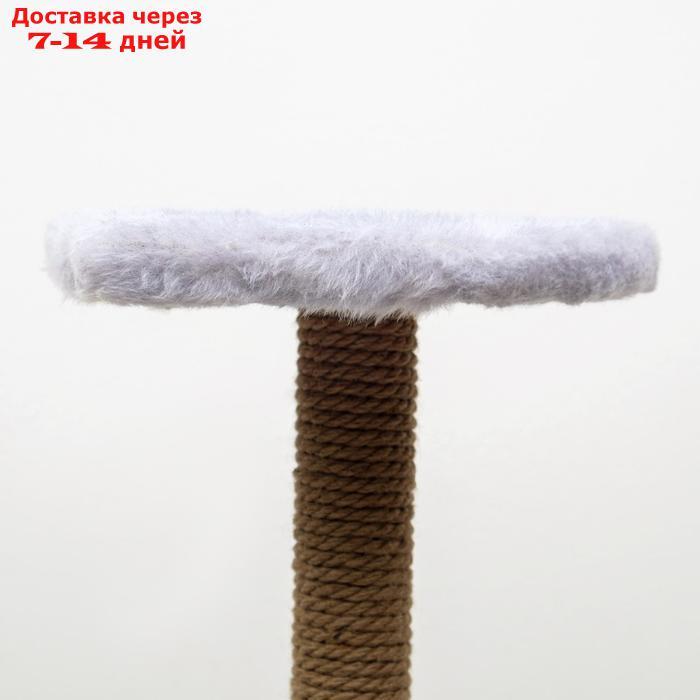 Комплекс-когтеточка угловой "Пижон" с гамаком, 48х48х171 см, джут, искусственный мех, серый - фото 5 - id-p193698870