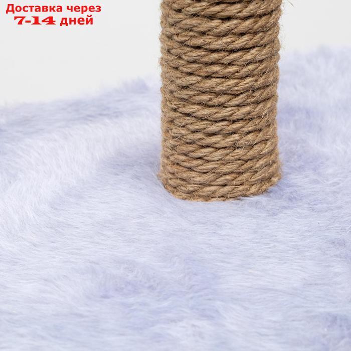 Комплекс-когтеточка угловой "Пижон" с гамаком, 48х48х171 см, джут, искусственный мех, серый - фото 7 - id-p193698870
