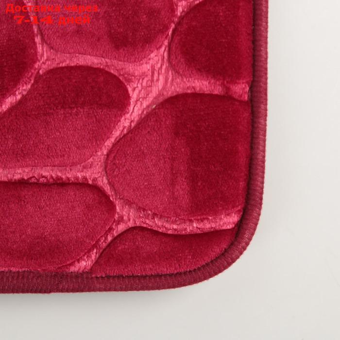 Коврик Доляна "Галька", 40×60 см, цвет бордовый - фото 3 - id-p193696029