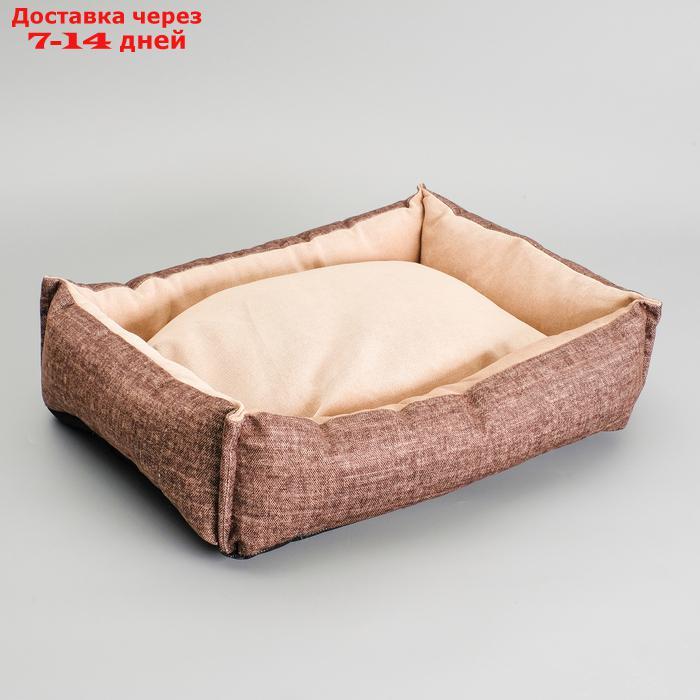 Лежанка под замшу с двусторонней подушкой, 54 х 42 х 11 см, мебельная ткань, микс цветов - фото 2 - id-p193698027
