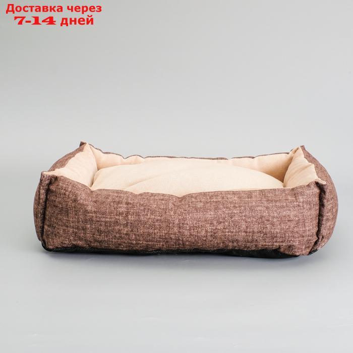 Лежанка под замшу с двусторонней подушкой, 54 х 42 х 11 см, мебельная ткань, микс цветов - фото 3 - id-p193698027