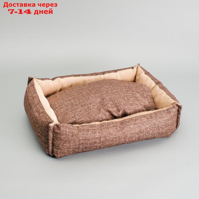 Лежанка под замшу с двусторонней подушкой, 54 х 42 х 11 см, мебельная ткань, микс цветов - фото 5 - id-p193698027