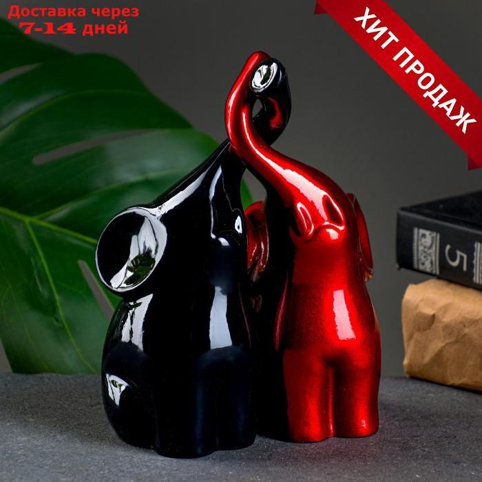 Фигура "Пара слонов" черный + бордовый глянец 7х12х16см - фото 1 - id-p193700131