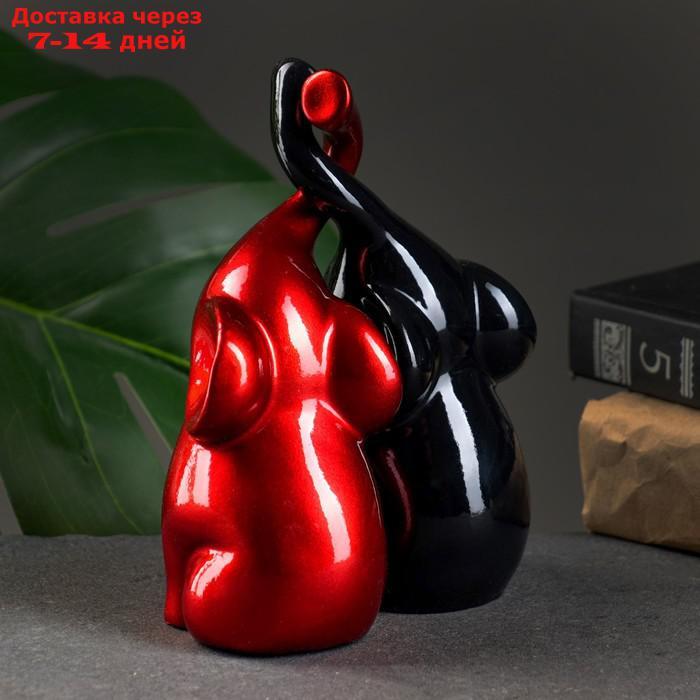 Фигура "Пара слонов" черный + бордовый глянец 7х12х16см - фото 3 - id-p193700131