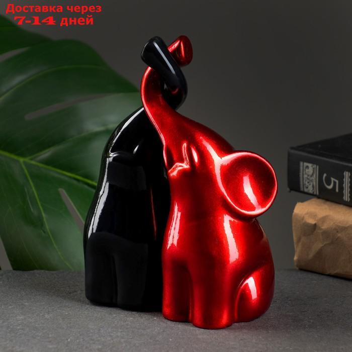 Фигура "Пара слонов" черный + бордовый глянец 7х12х16см - фото 4 - id-p193700131