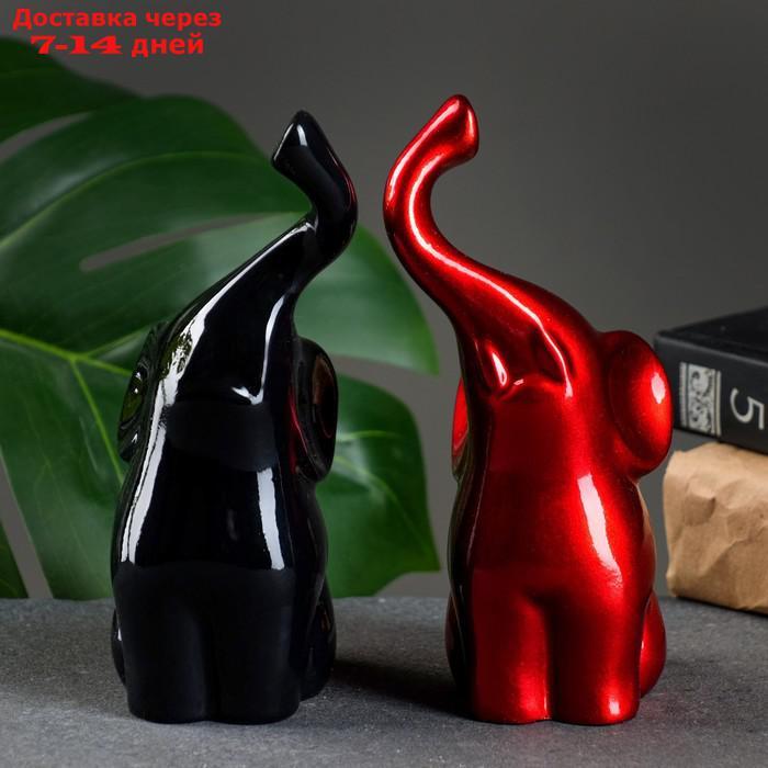 Фигура "Пара слонов" черный + бордовый глянец 7х12х16см - фото 5 - id-p193700131